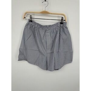 NWT Sunspel Classic Boxer Short Women's Large Navy White Pinstripe Elastic Waist